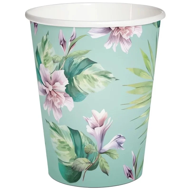 Rabatt 8 st Pappersmuggar Blommor mix 250 ml plastfria