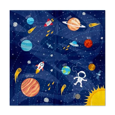 Fynd 10 st Lunchservetter Space färgmix 33 cm FSC