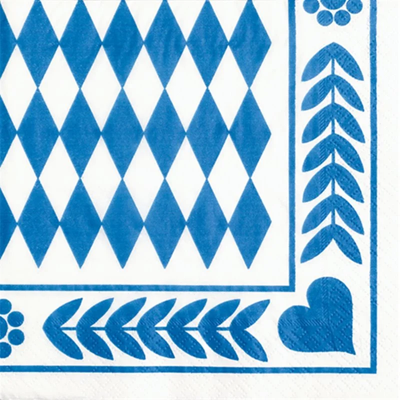 Endast idag 20 st Oktoberfest Lunchservetter blå & vit 33x33 cm