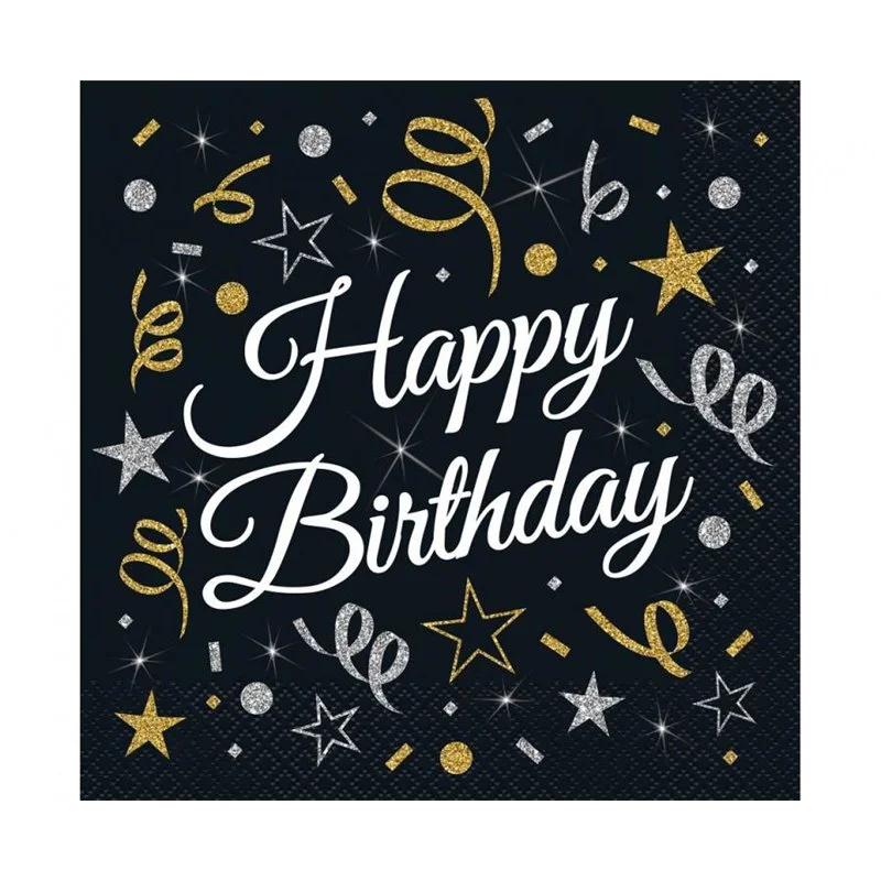 20 st Lunchservetter Happy Birthday färgmix 3-lager 33 cm Utförsäljning