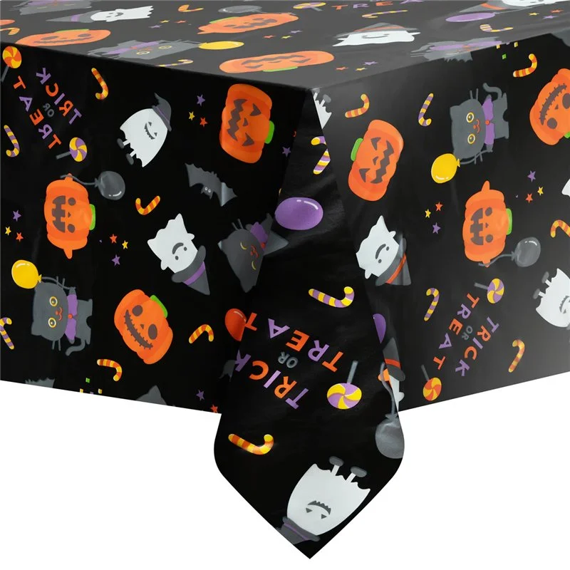 Rabatt Halloween Plastduk orange & svart spindelnät 137x274 cm