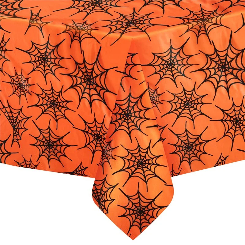 Plastduk Halloween spindelnät orange & svart 137x274 cm Fri frakt