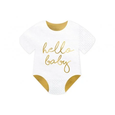 20 st Baby Lunchservetter vit och guld 3-lagers 31,5x32,5 cm Populär