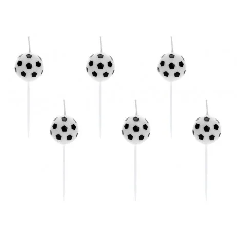 Lågt pris 6 st Tårtljus Fotboll svart/vita 25 mm paraffin