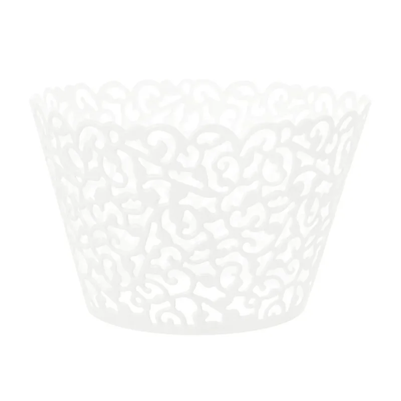 Rabatt 10 st Cupcake Wrappers pärlemorsvit med ornament 80 mm