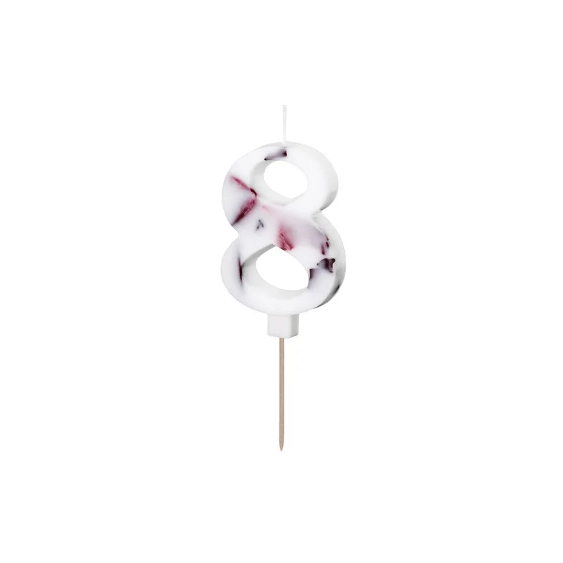Födelsedag Ljus Siffra 8 Vit med Blommor – Elegant touch till kalaset Extra rabatt