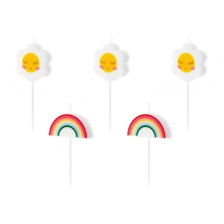 5 st Födelsedagsljus Daisy flerfärgade 2–3,5 cm Begränsat erbjudande
