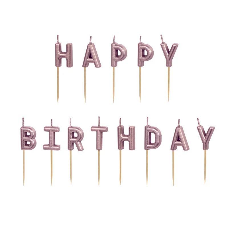 Kundfavorit 13 st Födelsedagsljus Roséguld 25 mm – Happy Birthday