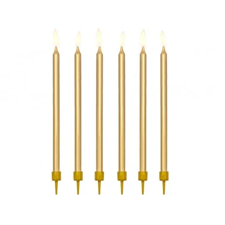 12 st Tårtljus Guld 12,5 cm – Paraffin, droppfri Erbjudande