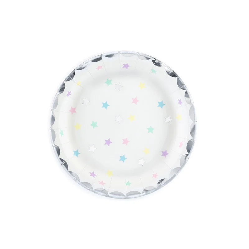 6 st Papptallrikar Enhörning & Stjärnor Flerfärgad 18 cm Extra rabatt