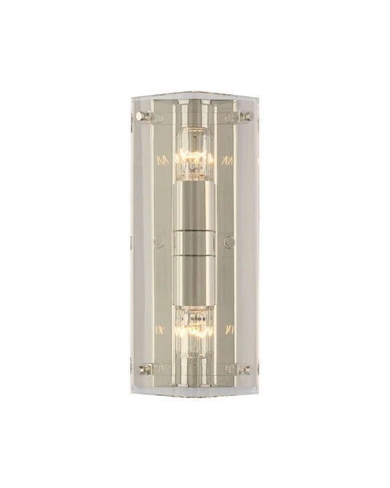 I lager Clayton vägglampa crystal/nickel