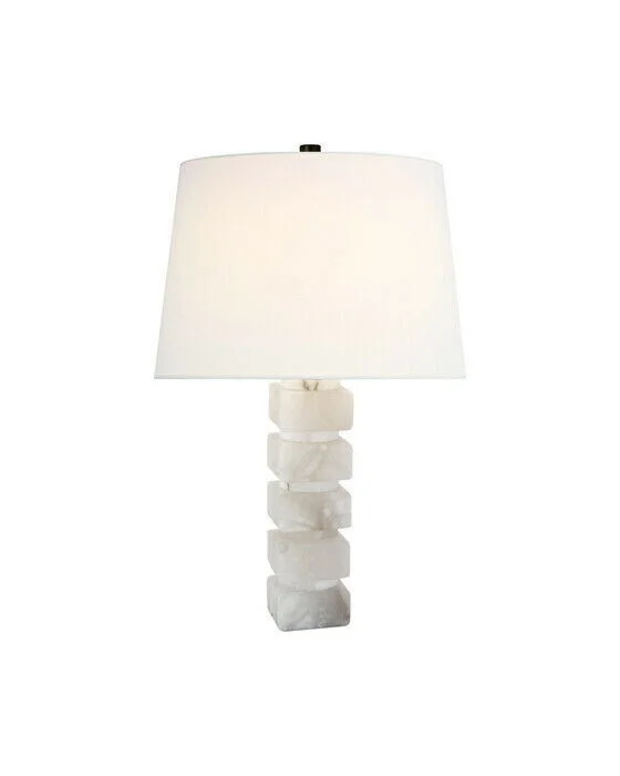 Köp nu Square Chunky Stacked bordslampa alabaster/linne