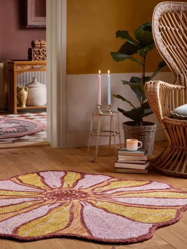 Rugvista premiumDhalia - Rosa / GulUllmatta150 x 150 cm Kundfavorit