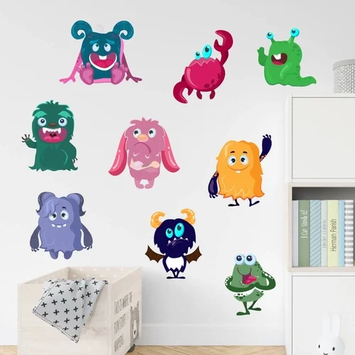Sista chansen Färgglada monster väggdekor